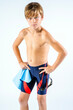 © 3Days2Go Media - Youth male competitive swimmer athlete posing proudly with hands on hips holding towel and goggles