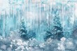 Background Texture Pattern Winter - Cel-Shaded Icicle Kingdom winter wonderland, icicles, snowy trees, and frozen ponds crystal blues, whites, and silver created with Generative AI Technology