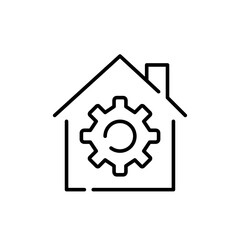 Wall Mural - house and cogwheel. digital toolkit for optimization and customization smart home experience. pixel 