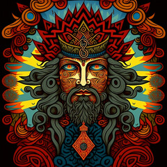 Wall Mural - God illustration in symmetry celtic art. Element design. Celtic art of east totem and west style in psychedelic. Fit for apparel, cover, poster, banner, background.