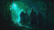 © jr-art - A group of people are walking through a dark, green tunnel