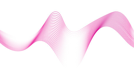 Wall Mural - abstract wavy lines pattern on a white background with copy space. Collection of illuminated wave line neon and dark blue color in futuristic technology concept.