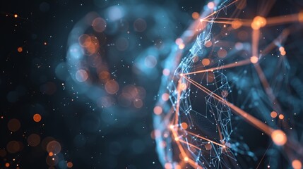 Abstract tech background with illuminated fiber optic connections