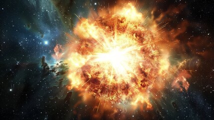 Wall Mural - bright star in deep space - stellar explosion