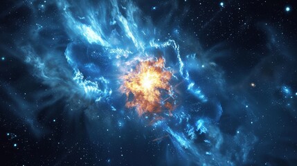 Wall Mural - bright star in deep space - stellar explosion