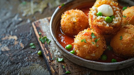 Sticker - Italian Arancini: Crispy Mozzarella and Pea Risotto Balls