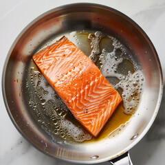 Wall Mural - salmon steak on a grill