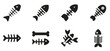 A set of fish bone icons on white background. Fish bone icons flat illustration