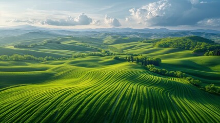 Wall Mural - An expansive view of rolling hills and farmlands