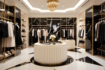 A luxury boutique store with modern interior