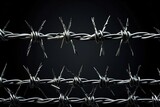 barbed wires on plain black background from Generative AI