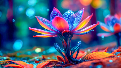 Wall Mural - Beautiful glowing flowers for the background.