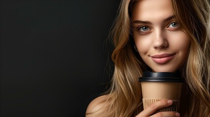 Poster - Young woman enjoying a coffee in serene setting. casual style portrait with simplistic elegance and comfort. a moment of tranquility captured. AI