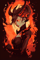 Canvas Print - Demon Succubus, sensual woman. Evil. AI generative