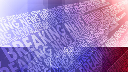 World map with breaking news text and global news background for broadcast graphics and online news banner