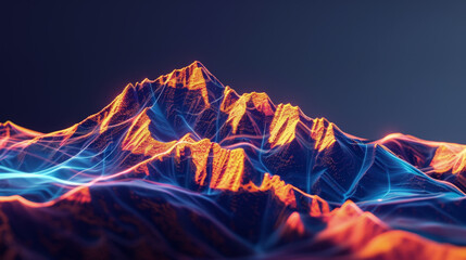 Wall Mural - a mountain range with a blue and orange glow