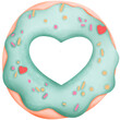 Green donut heart hand food Illustration