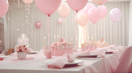 Poster - birthday cake with pink candles