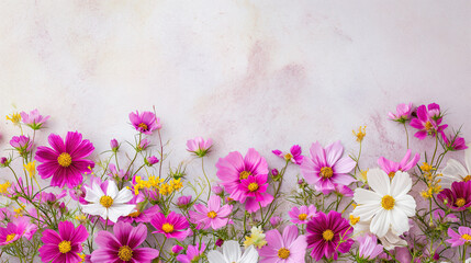 Sticker - pink and white flowers - cosmos frame