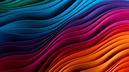 Wall Mural - Rainbow-colored strip waves adorn a black background, providing an abstract horizontal texture that captivates the eye.