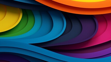 Poster - Rainbow-colored strip waves adorn a horizontal black background, creating an abstract texture with dynamic visual appeal.