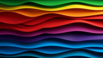 Sticker - Rainbow-colored strip waves cascade across a horizontal black background, creating an abstract texture with dynamic visual appeal.