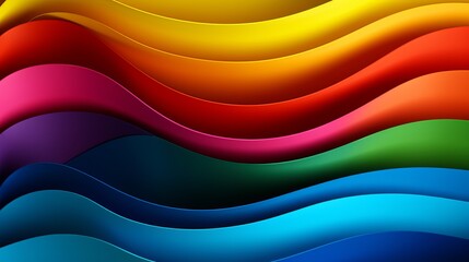 Poster - Rainbow-colored strip waves cascade across a horizontal black background, creating an abstract texture with dynamic visual appeal.