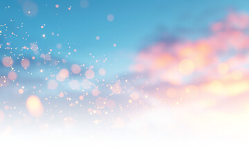 abstract blue and yellow sky with bokeh lights, isolated on white and transparent background, png