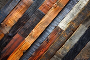 Wall Mural - Varied Textured Wooden Planks in Earth Tones as Rustic Background or Wallpaper Design