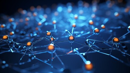 Poster - A close-up view of a network is depicted in an abstract nanotechnology 3D illustration.