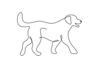 Poster -  Dog in one continuous line drawing vector illustration. premium vector