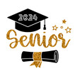 Senior class of 2024. Graduation congratulations at school, university or college. Trendy calligraphy inscription