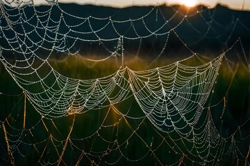 spider web with dew drops