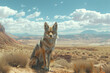 Predator wild coyote in the desert