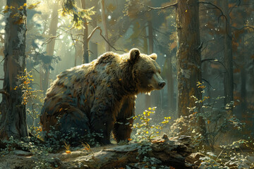 big brown bear in the forest