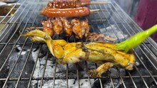 BBQ Chicken Wing And BBQ Stuffed Frog. High Quality 4k Footage