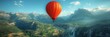 Experience the thrill of an adventurous hot air balloon ride over a colorful, scenic landscape.