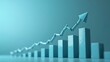 © ND STOCK - The 3d growth business graph on success financial represents profit and revenue growth, accompanied by a hovering arrow indicating positive market trends