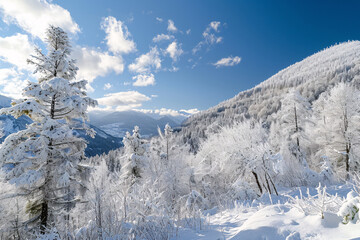 Poster - snow covered mountains in winter