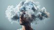© Prasanth - mans head inside cloud mental health concept illustration
