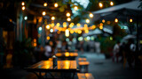 Fototapeta Londyn - A blurry image of outdoor restaurant. The atmosphere is lively and bustling