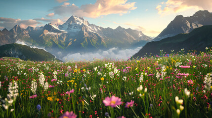 Wall Mural - alpine meadow in the mountains