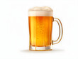 A glass of beer on a white background