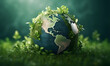 Earth covered in lush green forests, symbolizing environmental conservation and biodiversity