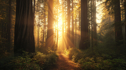 Canvas Print - sun rays in the forest