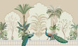 Traditional Mughal Background Design, Peacock, Tree, Seamless, Mughal Arch.