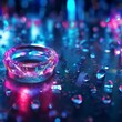 Ring aus Acryl Glas mit abtsrakten Hintergrund in leuchtenden Farben, ai generativ