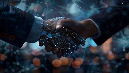 Wall Mural - Leadership in Transition: Embracing AI Technology through Holographic Handshake