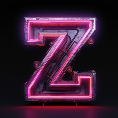 Wall Mural - Alphabet capital letter Z text. Futuristic neon glowing symbol, logo on dark grunge background.