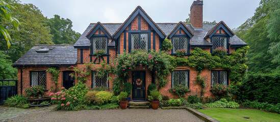 Wall Mural - old timber frame house in the village